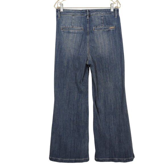 White House Black Market Blue Denim Jeans Sz 10 Wide Leg Extra High-Rise Soft - Picture 2 of 14
